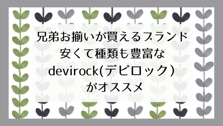 兄弟お揃いが買えるブランド 安くて種類も豊富なdevirock デビロック がおすすめ ミーハーずぼら母の学びと暮らし